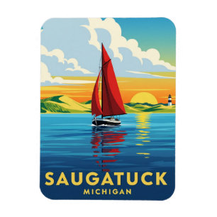 Saugatuck Sailboat Michigan Travel Magnet