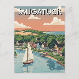 Saugatuck Sailboat Michigan Travel Postcard