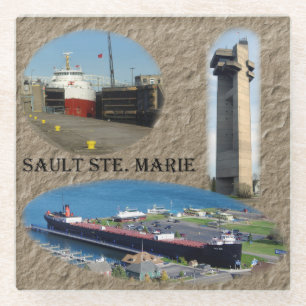 Sault Ste. Marie glass coaster