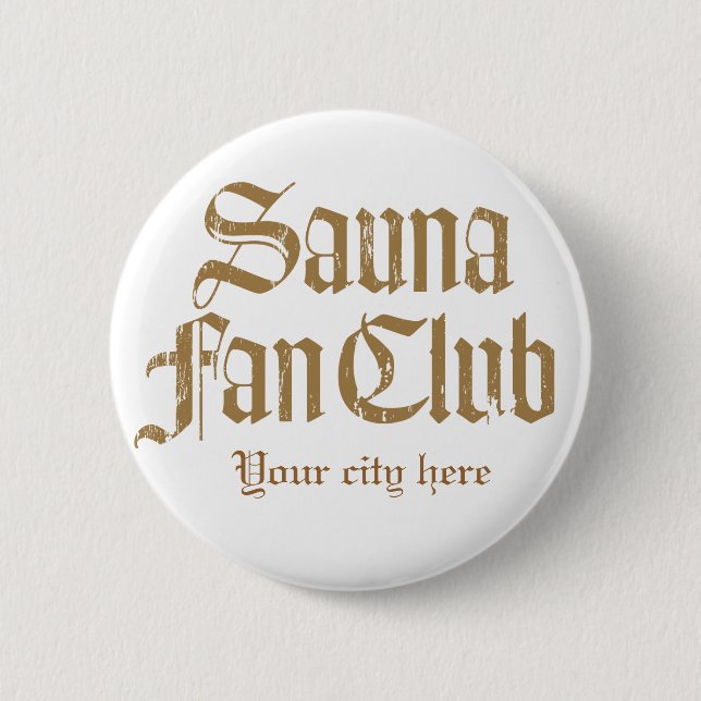 Sauna Fan Club Brown Button Template (Front)