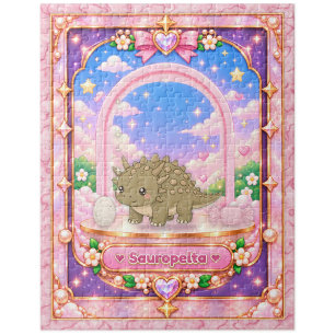 Sauropelta Dinosaur, Kawaii Art Jigsaw Puzzle