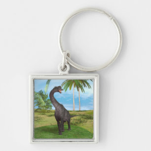 Sauropod Dinosaur in a Tropical Prehistoric Landsc Key Ring