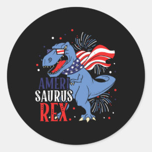Saurus Rex 4th Of July Dinosaur Independence Day Classic Round Sticker