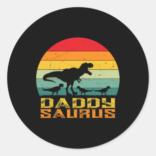 Saurus T Rex Dinosaur Fathers Day Family Matching Classic Round Sticker