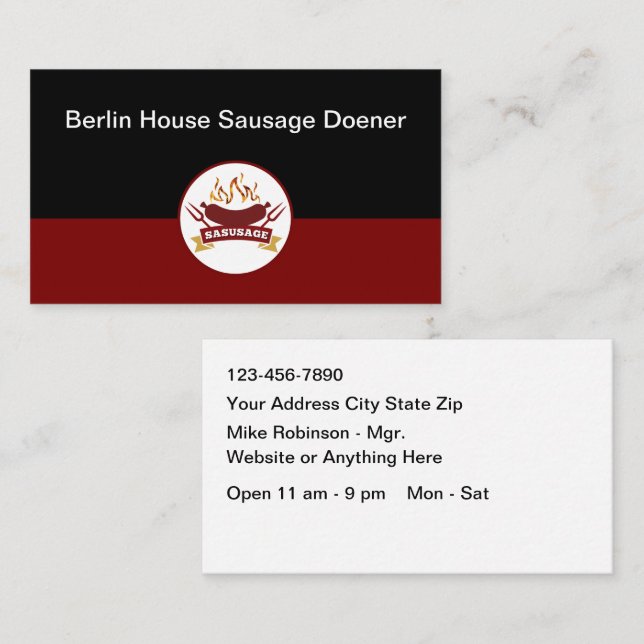Sausage Barbeque Restaurant Theme Business Card (Front/Back)