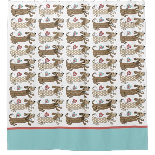 Sausage Dog Dachshund Pattern Shower Curtain (Front)