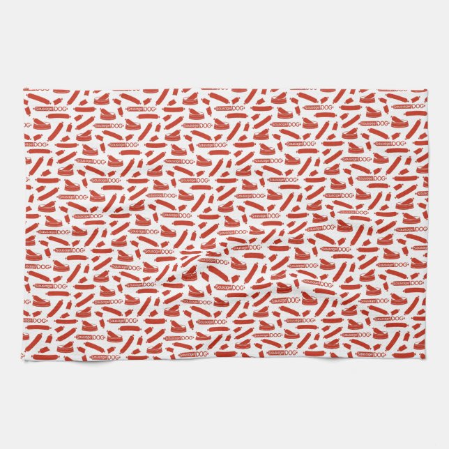 Sausage Dog pattern Tea Towel (Horizontal)