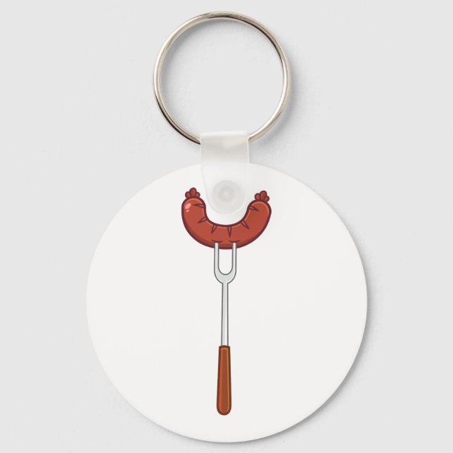 Sausage On A Fork Key Ring (Front)