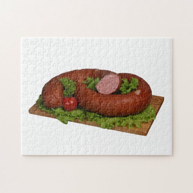 Sausage on the board. jigsaw puzzle (Horizontal)