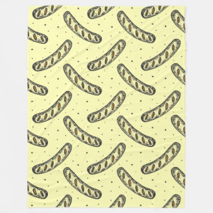 Sausage Pattern on Polka Dot Background Fleece Blanket