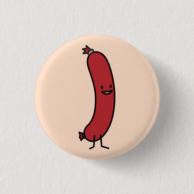 Sausage pork beef kielbasa meat wiener hot dog 3 cm round badge (Front)