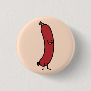 Sausage pork beef kielbasa meat wiener hot dog 3 cm round badge