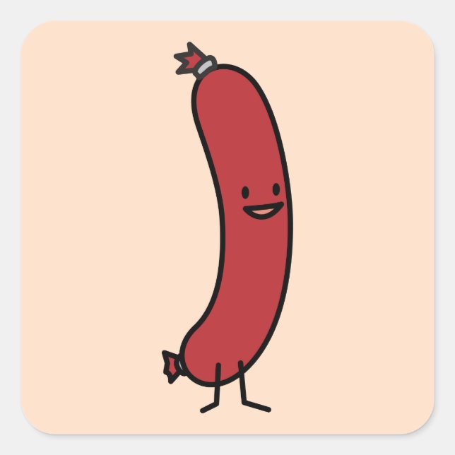 Sausage pork beef kielbasa meat wiener hot dog square sticker (Front)