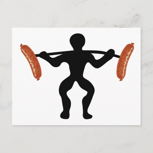 Sausage weightlifting postcard (Front)