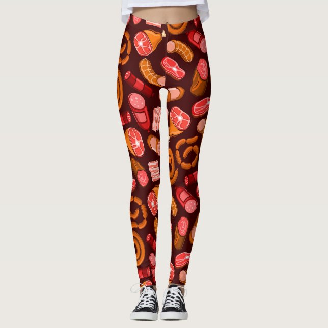 Sausages and meat pattern  Leggings (Front)