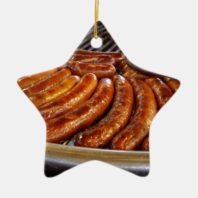 Sausages Ceramic Tree Decoration (Front)