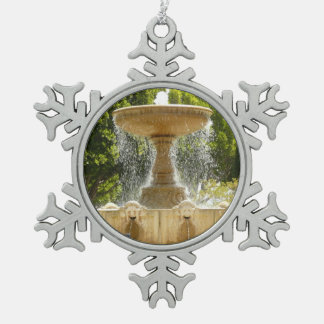 Sausalito Fountain California Travel Photography Snowflake Pewter Christmas Ornament
