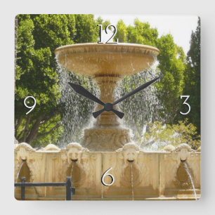 Sausalito Fountain California Travel Photography Square Wall Clock