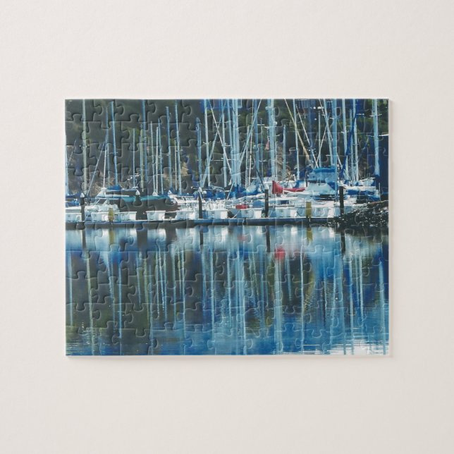 SAUSALITO SAILBOATS  - BELOW  GOLDEN GATE BRIDGE JIGSAW PUZZLE (Horizontal)