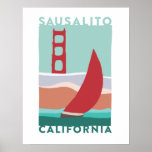 Sausalito Travel Poster<br><div class="desc">The poster captures the beauty and uniqueness of Sausalito,  California in a classic art deco style. The hand painted feel adds a bit of whimsy to the overall piece</div>