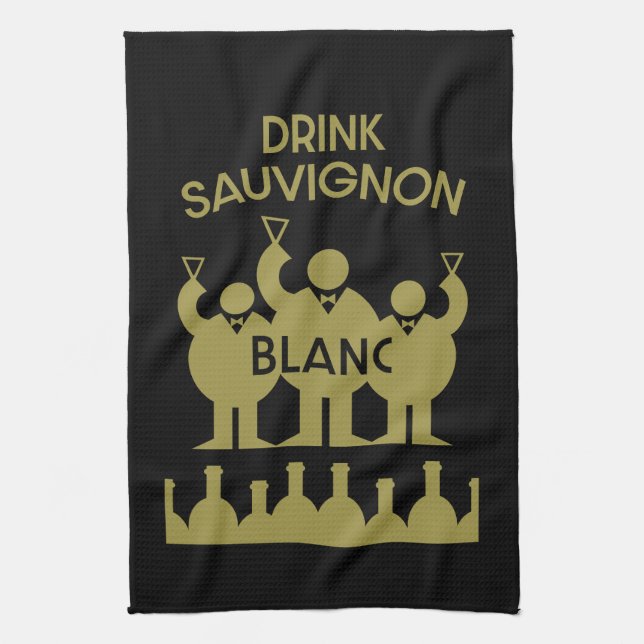Sauvignon Blanc Wine Drinker Tea Towel (Vertical)