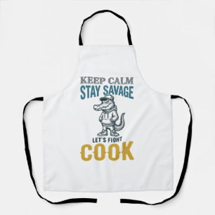 Savage Cook Alligator Vintage Engraving Graphic_1 Apron