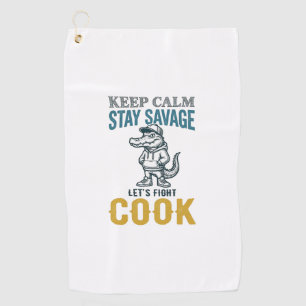 Savage Cook Alligator Vintage Engraving Graphic_1 Golf Towel