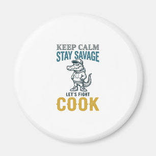 Savage Cook Alligator Vintage Engraving Graphic_1 Magnet