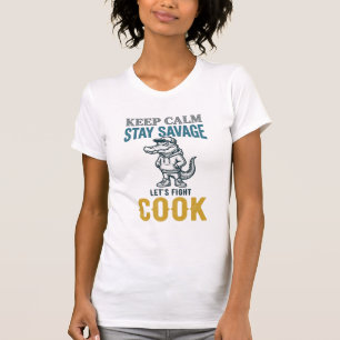 Savage Cook Alligator Vintage Engraving Graphic_1 T-Shirt