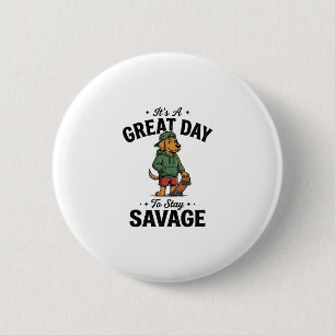 Savage Dog Vintage Engraving T-Shirt Design_1 6 Cm Round Badge
