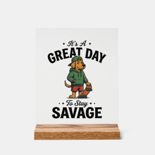 Savage Dog Vintage Engraving T-Shirt Design_1 Acrylic Sign