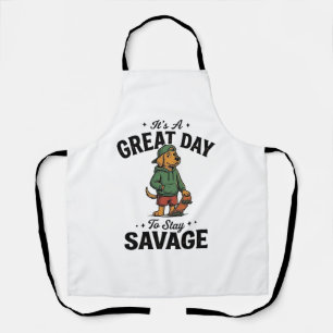 Savage Dog Vintage Engraving T-Shirt Design_1 Apron