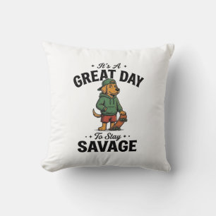 Savage Dog Vintage Engraving T-Shirt Design_1 Cushion