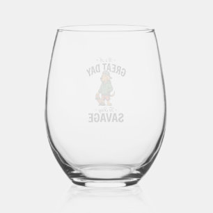 Savage Dog Vintage Engraving T-Shirt Design_1 Stemless Wine Glass