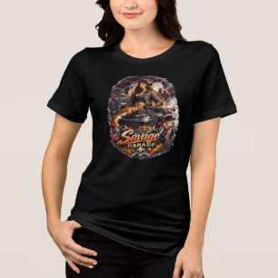Savage Garage Custom Fabricator Female Mechanic Tri-Blend Shirt
