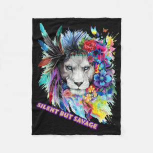 Savage Lion Sticker  Fleece Blanket