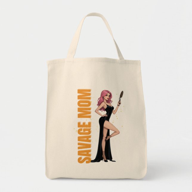 Savage Mum Tote Bag | Cool Mum Gift for Bold Women (Front)