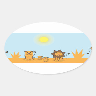 Savanna animals oval sticker
