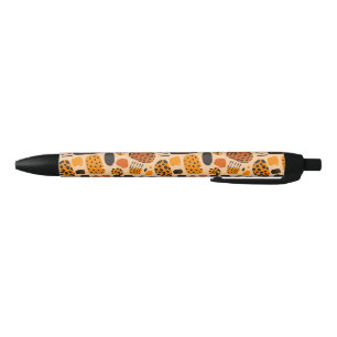 "Savanna Pop: Tribal Vibes in Orange & Black" Black Ink Pen