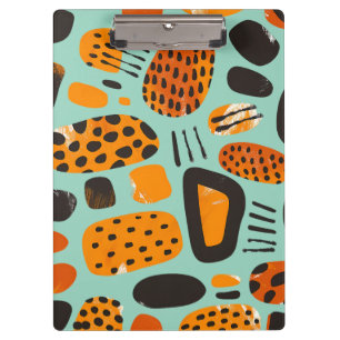 "Savanna Pop: Tribal Vibes in Orange & Black" Clipboard