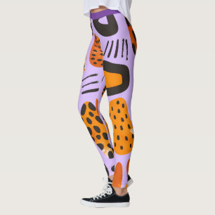 "Savanna Pop: Tribal Vibes in Orange & Black" Leggings