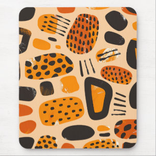 "Savanna Pop: Tribal Vibes in Orange & Black" Mouse Pad