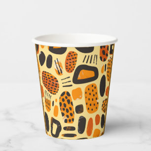 "Savanna Pop: Tribal Vibes in Orange & Black" Paper Cups