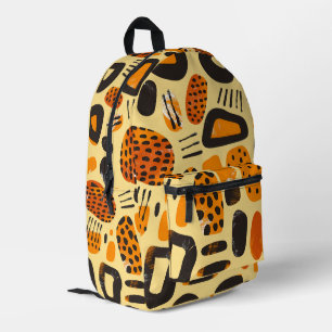 "Savanna Pop: Tribal Vibes in Orange & Black" Printed Backpack