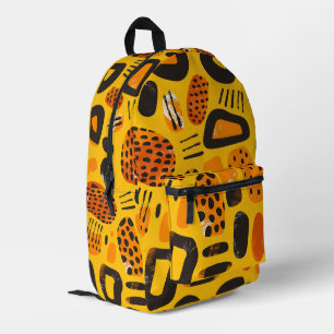 "Savanna Pop: Tribal Vibes in Orange & Black" Printed Backpack