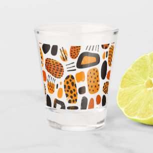 "Savanna Pop: Tribal Vibes in Orange & Black" Shot Glass