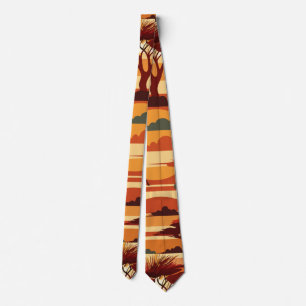 Savanna Sunset Retro Custom Pattern Tie