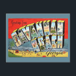 Savannah Beach Georgia 2 Greeting Postcard<br><div class="desc">A fun,  colourful retro,  vintage postcard for Savannah Beach,   Georgia repurposed on a new postcard.</div>