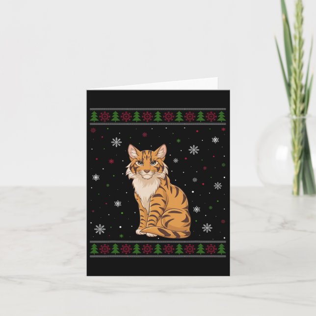 Savannah Cat Christmas Sweater Men Women Kids Xmas Card (Front)