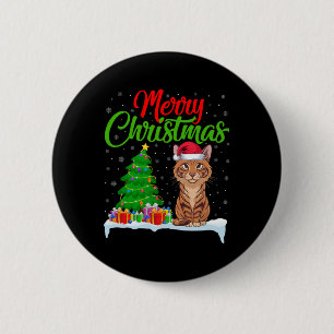 Savannah Cat Christmas Tree Lights Xmas Savannah C 6 Cm Round Badge